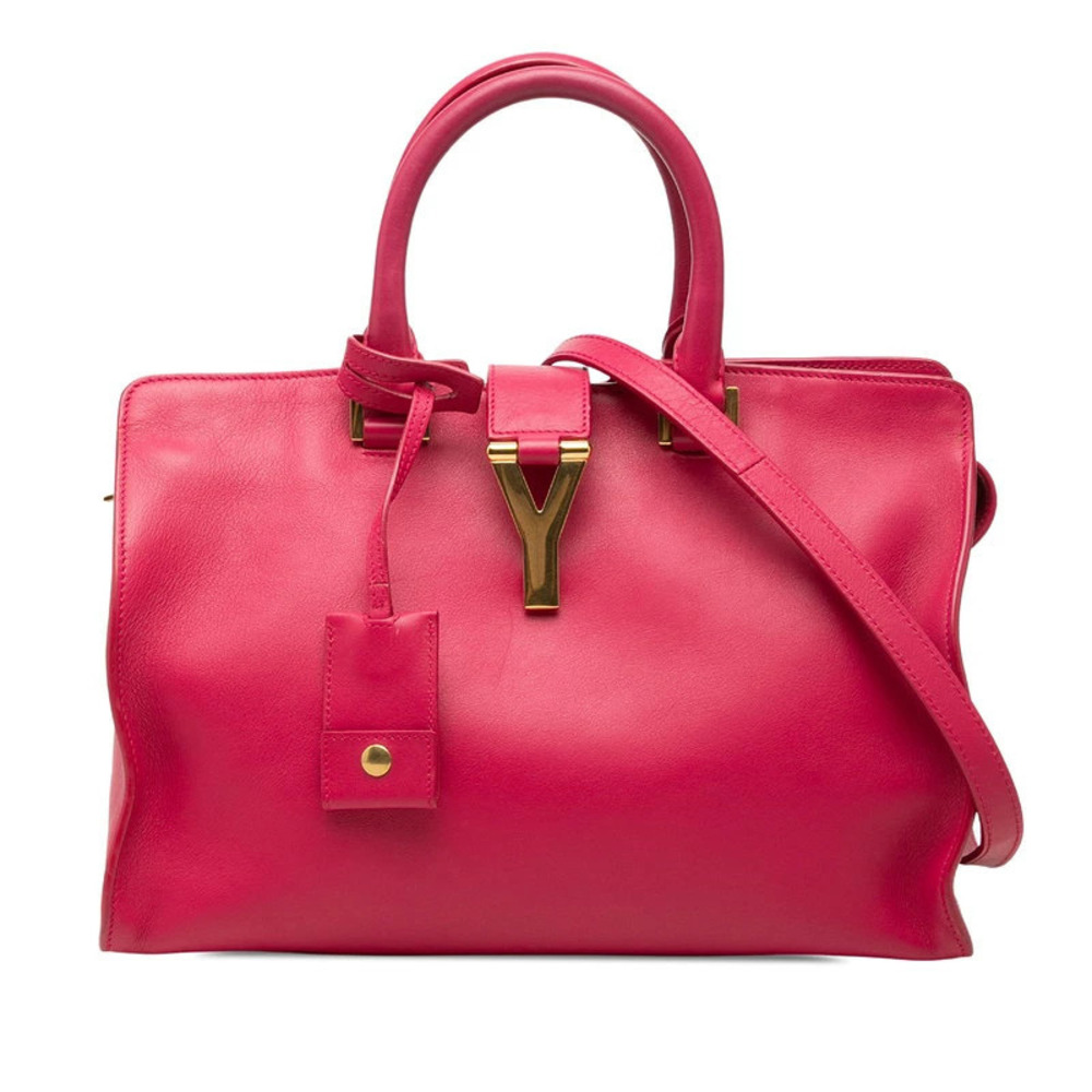Saint Laurent Cabas 2way Shoulder Bag Pink Leather